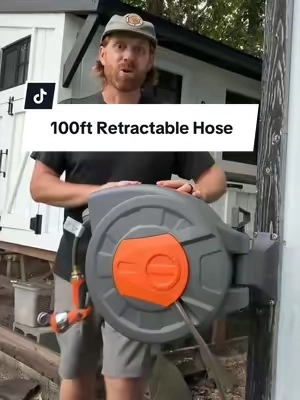 100ft retractable garden hose is a game charger for the backyard. #hose #gardenhose #retractablegardenhose  #yardwork #wateringplants 
