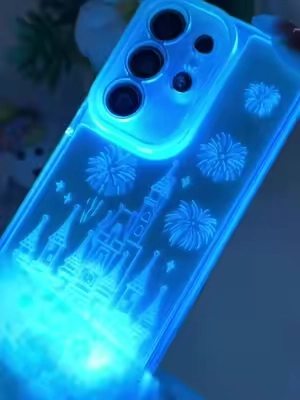 Funda con luz LED compatible con Samsung Galaxy S26 Ultra S25 S24 Castle Fireworks Funda protectora a prueba de golpes para niñas y mujeres, funda de teléfono delgada y elegante para uso diario  ##summerwins##esencial##imprescindible##fyp##tendencia