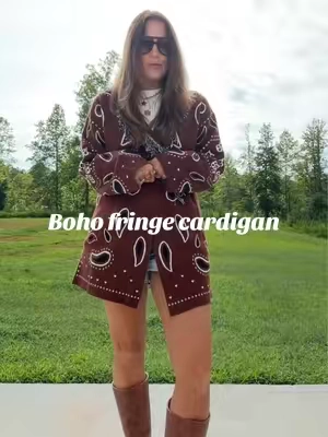 The cutest boho chic cardigan for fall!  #bohostyle #cardiganoutfit #falloutfits #fashion #fyp 