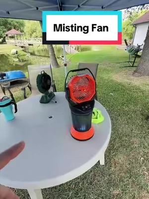 TaskStar Portable Camping Misting Fan, Rechargeable Battery Powered Outdoor Cooling Mister Fan, 2L Water Tank, RGB Lights, 4 Speed & Spray Modes, Portable Mist Cooler for Patio, Camping, Beach, Garage, Workshop Dry Hot Weather Use #TikTokshopbacktoschool #tiktokshopcreatorpicks #mistingfan #campingfan 