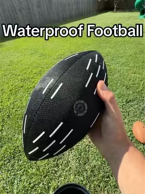 The Dime Lab Waterproof Football features silicone grip strips, raised laces, and a properly weighted design for beach and pool use. #TheDimeLab #WaterproofFootball #PoolFootball #BeachGames #FootballGear