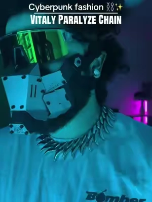 Cyberpunk fashion at its finest. Vitaly Paralyze Chain is by far my favorite chain, heavy, stainless steel, and an easy clamp #stainlesssteel #vitaly #jewelry #fashion #TikTokshopbacktoschool 