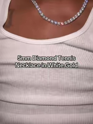 GLD 5mm Diamond Tennis Necklace in White Gold #fyp #fashion #necklace 