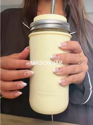 obsessed with this mason jar 🫙 💛 #masonjar #icedcoffee #coffee #tumbler #TikTokshopbacktoschool 