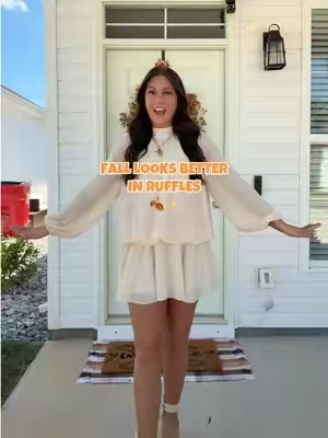 Your sign to add a little ruffle to your fall wardrobe 🍂✨🤍 #falloutfits #dress #fashiontiktok #ruffledress #elegantstyle 