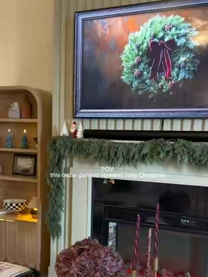 Cozy Christmas starts with the little details 🎄🤎 This 6FT artificial cedar garland adds the prettiest realistic greenery to any space. ✨ #ChristmasGarland #CedarGarland #ChristmasDecor #CozyChristmas #TikTokshopbacktoschool 