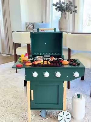 The cutest little pretend play grill for kids 🍔🌭 Perfect for toddlers who love copying mom and dad! This Best Choice Products wooden BBQ playset comes with pretend food, grilling accessories, utensils, and everything your little grill master needs for backyard pretend play. 🥹🔥 #ToddlerToys #PretendPlay #KidsGrill #WoodenToys #BestChoiceProducts