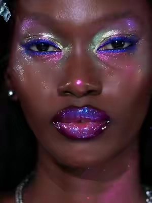 Sparkle visible from SPACE? Say less. 🪐💫 #KaleidosPalette in The Escape Pod Multichrome shifts + mega shimmer = futuristic glittery skin. #glittermakeup #colorfulmakeup #editorialmakeup #creativemakeup 
