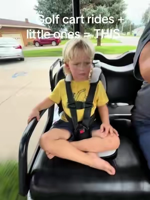 Golf cart rides with little ones? ⛳️👶 This golf cart child seat attachment helps keep your little passenger securely positioned while you enjoy the ride. A smart golf cart accessory for families with babies and small children. #GolfCartAccessories #GolfCartSeat #KidsGolfCartSeat #FamilyGolfCart #OutdoorFamilyFun