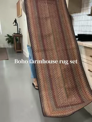 brick red had its moment, but this darker version?! 😮‍💨🍂 It was MADE for fall and winter. #FallHomeDecor #BohoFarmhouse #VintageRug #WashableRugs #CozyHome