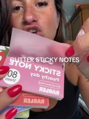Cute sticky notes that make getting organized actually fun ✨ 12 boxes, 960 sheets total — transparent pull-out design with a soft glittery shimmer, in a rainbow of colors so you can color-code your whole planner. They stick right over your notes, textbook, or screen without hiding the words underneath. @MagicStationery #stickynotes #officesupplies #deskessentials #backtoschool #schoolsupplies 