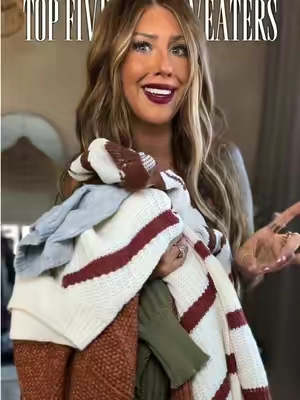 SWEATER WEATHER IS HERE 🍂🤎 These are my top 5 sweaters for fall and yes… I will be living in every single one. Which one are you picking — 1, 2, 3, 4 or 5? #FallFashion #SweaterWeather #FallOutfits #Over40Style 