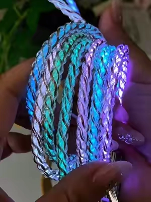 Beautiful 4-in-1 charging cable 😆 with colorful, dazzling lights 🩷💜💛 🛒🥰#foryoupage #fourinonecharging#electronics #tiktokshopstockup ##SohoChic