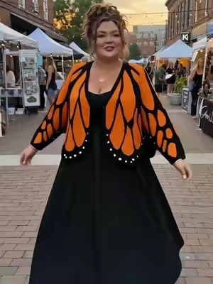 Took this butterfly cardigan out for a spin at the local street fair tonight and I’ve honestly never felt more magical. ✨#TikTokshopbacktoschool  #midsizefashion #plussizeoutfit  #MainCharacterEnergy #curvytiktok
