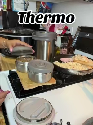 3-Layer Insulated Stainless Steel Lunch Box & Vacuum Storage Container Set, Leak-Proof, Portable Meal Prep Set with Cutlery, Hot-Cold Retention, Long-Lasting Freshness, Compact Steel #Lunch Boxes#thermo #lunchbox #lonchera #meals 