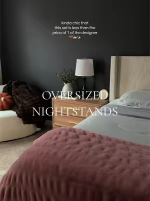 Set of 2 oversized nightstands for an incredible price. Different colors to match any aesthetic. The nightstand has 3 large drawers with gold hardware.  @SICOTAS #oversizednightstands #nightstand #bedroomdecor #bedroomfurnitureideas #TikTokshopbacktoschool 
