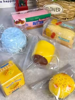 6-pack squishy crunchy fidget toys, including butter, cheese, pudding, potato, peanut and cream ball. Perfect for stress relief and satisfying crunch sounds.✨ #squishytoy #asmrtoy #StressRelief #crunchytoy #fidgettoys 