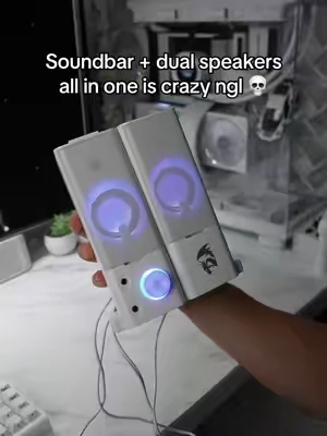 You can make it a soundbar or use it as dual speakers 😭 #speakers #dual #dualspeakers #white #budget 