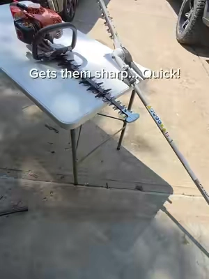 If you use hedge trimmers, keeping the blades sharp makes a huge difference. This cordless sharpener makes it easy to touch them up without taking everything apart. #hedgetrimmer #lawncare #yardwork #tools #tiktokshop 