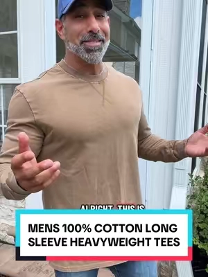 Mens 100% Cotton Heavyweight Long Sleeve Tees for Fall and Winter #mensshirts #menstshirts #fallfashiontrends #longsleeveshirt #cottonshirts 