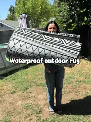 I finally found a massive waterproof outdoor rug for my patio #Patio #Rug #OutdoorRug #patiodecor #TikTokshopbacktoschool 