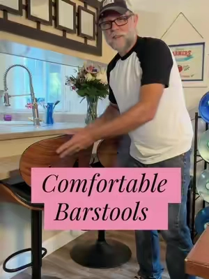 Bar Stools Set of 2 for Kitchen Counter, Adjustable Bentwood Barstools, Modern PU Leather Upholstered Bar Chair with Back and Footrest, for Bar, Kitchen, Dining Room.   #kitchen #barstool #kitchenupgrade #TikTokshopbacktoschool #tiktokshopcreatorpicks @Sweetcrispy S @Sweetcrispy X 