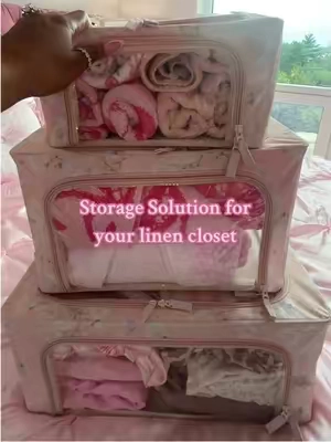 I love when I find something that makes finding what I need easier🌸 #linencloset #organization #storagehack #foldablestoragebox #storageorganizer 