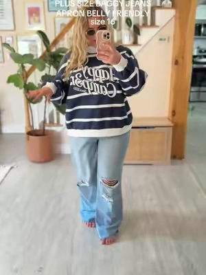 @Fashion Nova coming through for the plus size apron belly girls #plussize #plussizefashion #size16 #baggyjeans #falloutfit 