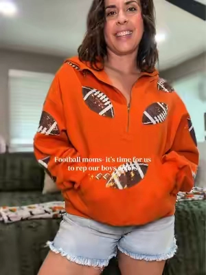 The perfect sweatshirt for football moms! Grabbed it in my sons school colors to wear to all his games! #footballsweatshirt #falloutfits #footballmom #footballshirt 
