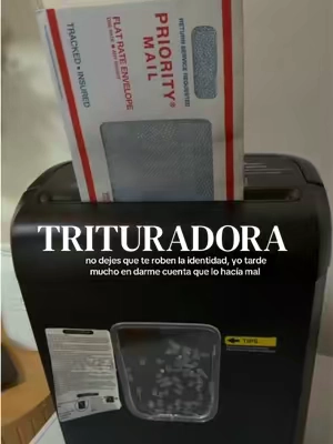 Trituradora de papel para casa y oficina con corte cruzado, ideal para destruir documentos, sobres y correspondencia con información personal. Ayuda a proteger tus datos y evitar el robo de identidad eliminando de forma segura papeles importantes antes de tirarlos a la basura. #TrituradoraDePapel #ProtegeTuIdentidad #SeguridadEnCasa #HomeOffice #TikTokshopbacktoschool 