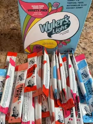 Wyler’s Light Sugar-Free Gummy Candy Drink Mix Variety Pack turns plain water into candy-inspired flavors like Gummy Fin, Tropical Twirl, Watermelon Slice and Squirmy Gummy! You get 30 convenient Singles To Go drink mix sticks for an easy low-calorie, sugar-free way to flavor your water at home or on the go. #TikTokShopCreatorPicks #TikTokshopbacktoschool #TikTokShopLaborDay #WylersLight #SugarFreeDrinkMix 