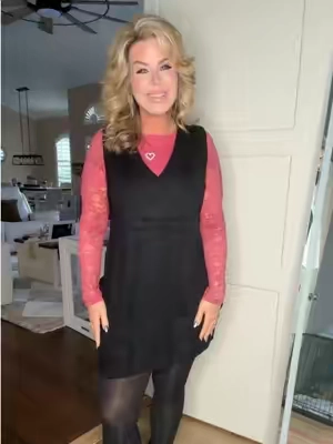 Love a good sweater dress?!? Look how cute this neck vest style sweater dress is. It’s so comfy and stretchy.  #sweaterdress #vest #dress #curvyfashion #TikTokshopbacktoschool 