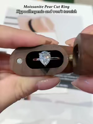 Moissanite Pear Cut Ring Hypoallergenic and won't tarnish.💍💍#TikTokshopbacktoschool #moissanitejewelry #moissanitering #ring #giftguide #delzzad #affordable #viral #beautiful #diamondtester #fyp 