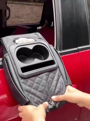 Trending 5-in-1 Car Armrest Box! All-in-one tissue holder, cup holders, 2 storage bin, and phone slot – keep your car neat and organized! 73Y #TikTokTrending #CarAccessories #smartdriving