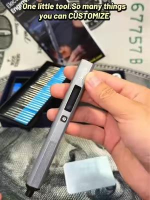 One little engraving pen can turn everyday stuff into something personal. Engrave wood, glass, metal tags, pocket knives, and more with the cordless pen, multiple bits, stencils, and practice pieces included. A pretty cool tool for DIY projects or handmade gifts. #EngravingPen #EngravingTool #BackToSchool #DIYCrafts #TikTokshopbacktoschool 