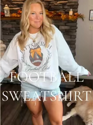 The cutest football sweatshirt!! #footballsweatshirt #footballseason #sweatshirts  Football sweatshirt women 