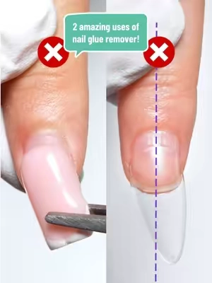 Nail glue remover has TWO amazing uses!? 👀 Fix crooked tips AND remove press-on easily 🤍 Check my shop for the nail tools I used 💖 #melodysusie #nailtok #nailtool #nailtool #nails 