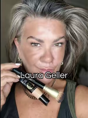 A full face of makeup and a brush  #nonakeupmakeup #nofoundationmakeup #betterthanblock #tiktokshopcreatorpicks @Laura Geller Beauty 