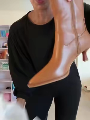 @Coutgo Womens Pointed Toe Ankle Boots Stacked Kitten Low Heel Side Zipper Fall Booties Shoes #tiktokshopcreatorpicks #boots #womensboots #ankleboots