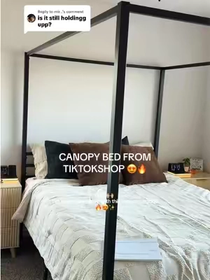 Replying to @mir… I didn’t know what to expect but The quality is 🔥 literally obsessed with this bed! #canopybed #newapartment 