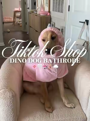 Dino dog bathrobe 🌸🤍💒🧘🏼‍♀️☁️#fyp #dogtowel #dogbathrobe #doggrooming #dogbath 