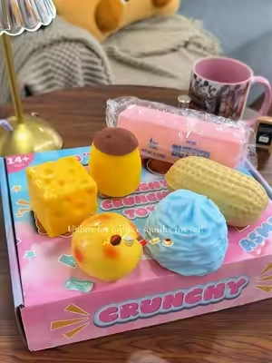 Enjoy the ultimate satisfying crunch of this squeezable stress toy set💛✨ #squishyasmr#squishtok#squishy#crunchy#TikTokshopbacktoschool
