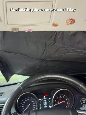 Opened this up in 5 seconds. Covered my whole windshield. No more burning my hands on the gear shift. 😎 #CarSunshade #WindshieldCover #InstantCool #TikTokMadeMeBuyIt #summerready 