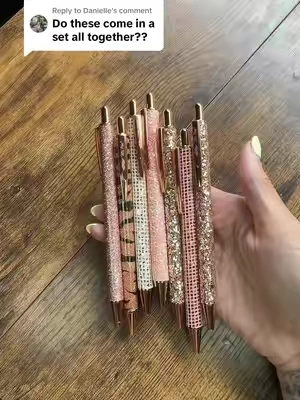 Replying to @Danielle Which color are you grabbing first?! 💕✨💜💙💚 These fancy pen packs are SO cute! Each color comes with 7 uniquely designed pens, and there are 5 gorgeous packs to choose from: pink, gold, purple, blue & green! 🖊️✨ Perfect for Bible journaling, note-taking, planners, school or just making your everyday writing a little more fun! 💖 #fancypens #pencollection #cutepens #biblejournalingcommunity #journalingpens 