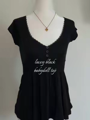 with some bootcut jeans 🖤 #fallfashion #TikTokshopbacktoschool #babydoll #y2k #2000s lace black babydoll top 2000s fall outfit inspo ideas elena gilbert bella swan aesthetic 