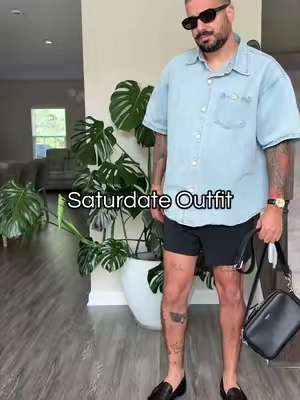 Saturdate Outfit for a day date with the wifey! •@CAONAT.US Denim Shirt •@target All In Motion Shorts •@SAINT LAURENT Le Loafers  •@MELLER BRAND Sunglasses •@Bulova Surveyor Watch •@Coach Radio Camera Bag #saturdate #mensoutfitinspo #denimshirt #loafersoutfit #coachbags  