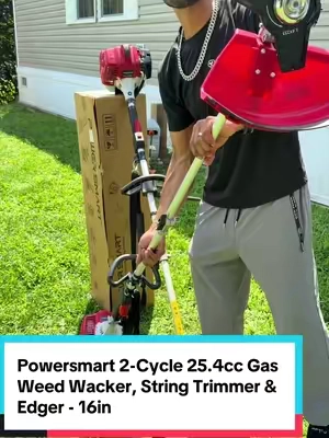 Powersmart 2-Cycle 25.4cc Gas Weed Wacker, String Trimmer & Edger - 16in, Red & Black, Portable, Vibra-Dampen, Lightweight, Easy Assembly, Optimized Efficiency, Ergo Grip, 10 in Blade, 0.095-inch Trimmer Line, Shoulder Straps (PS4531 PS4532) for Lawn Care #trimmer #landscape #lawncare #powersmart #paratiiiiiiiiiiiiiiiiiiiiiiiiiiiiiii 