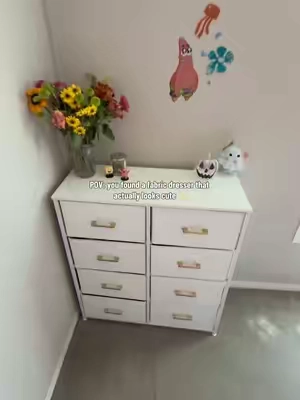 The gold handles make this one look SO much more expensive 🤍✨ Other styles are available too! #TikTokshopbacktoschool #HomeFinds #BedroomOrganization #Dresser #HomeOrganization