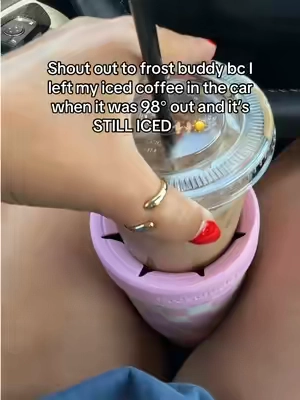Fits s, m, and large size togo cups! Shout out to whoever came up with this bc it’s literally genius! My cup was in the HOT car for at least an hour with outside temps close to 100° and it still had ICE! 👀 comes in tons of cute colors and design! It’s made to keep drinks cold for 24 hours and a necessity for the drink girlies 😍 #frostbuddy #giftideas @Frost Buddy 