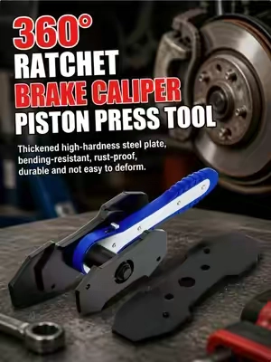 Pushing back caliper pistons is the hardest brake job step. Never hammer and damage your parts. This ratchet caliper tool works for single, dual & 4-piston calipers with even pressure. Great for mechanics and DIY car owners. Link in video to grab yours!#CarDIY #MechanicTools #BrakeReplacement #CaliperTool #AutoRepair 